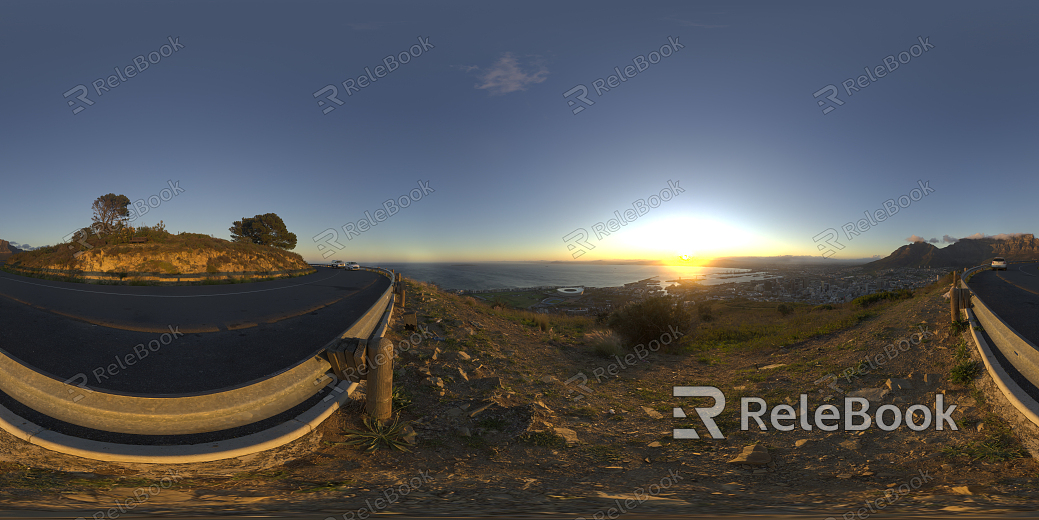 A vivid, sunlit HDR image showcasing a vast, cloud-dappled sky over a serene landscape, with lush vegetation and distant mountains, ideal for scenic background or lighting reference in 3D environments.