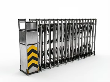 Silver gray metal retractable door factory gate 3d model