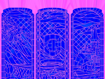 Blue Powder European Style Church Art Glass texture (ID:ffaeh455626)