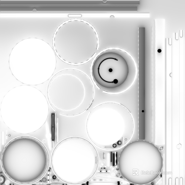 White Mechanical Parts Bump Map texture