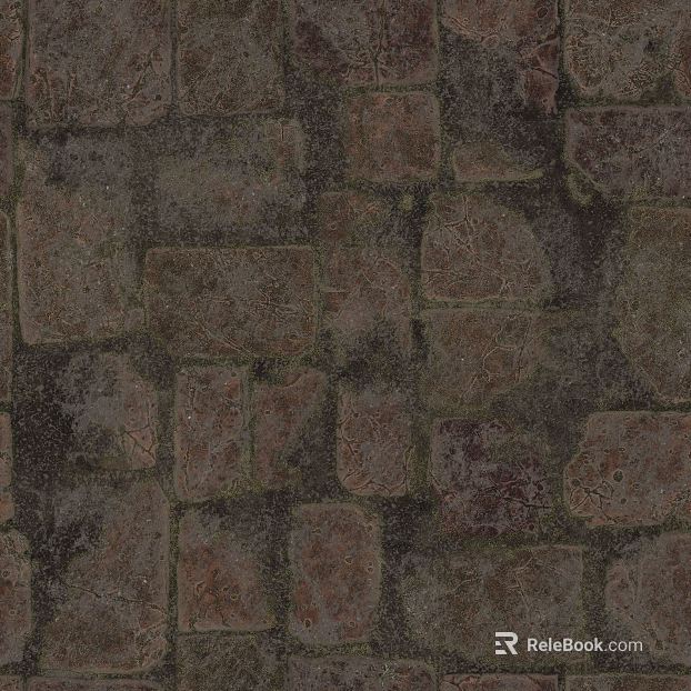 Deep brown antique stone brick courtyard ground texture