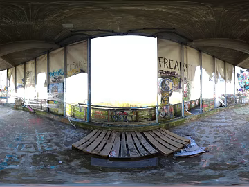 Graffiti public aisle daytime HDR texture (ID:ffabg11151)