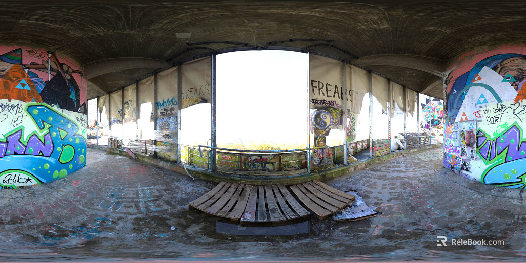 Graffiti public aisle daytime HDR texture