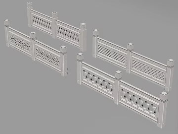 White Stone Hollow Balustrade Garden River 3d model