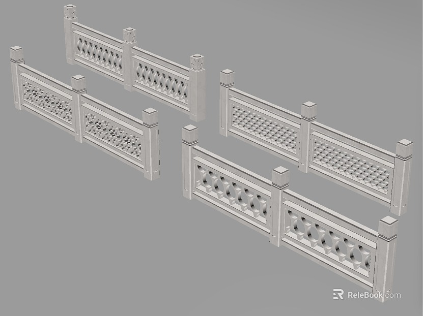 White Stone Hollow Balustrade Garden River texture