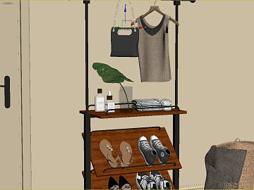 Simple Style Wooden Coat Rack Porch Storage texture (ID:ffaeh957991)