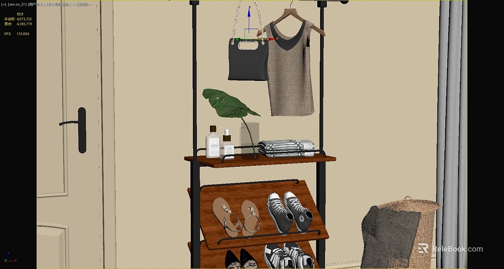 Simple Style Wooden Coat Rack Porch Storage texture
