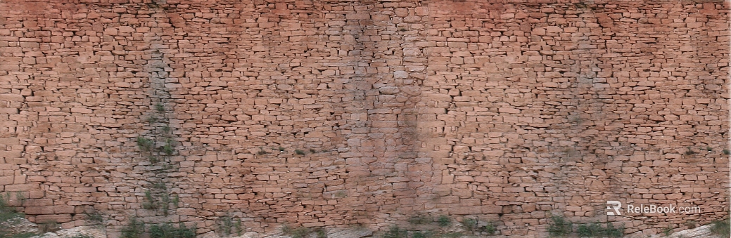 Reddish brown rubble brick wall exterior wall texture