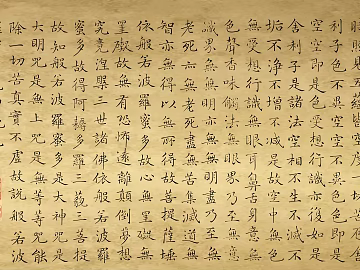 Antique yellow calligraphy heart sutra decorative painting texture (ID:ffaeh089039)