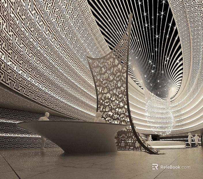 Light Luxury White Metal Perforated Panel Lobby texture