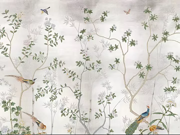 New Chinese Style Flower and Bird Mural 3d model