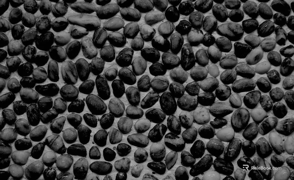 Black and white cobblestone courtyard ground texture