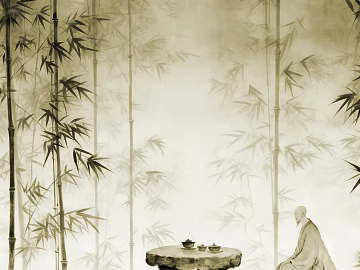 Chinese Zen bamboo fresco texture (ID:ffajh001032)
