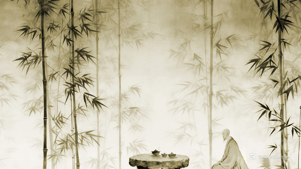 Chinese Zen bamboo fresco texture