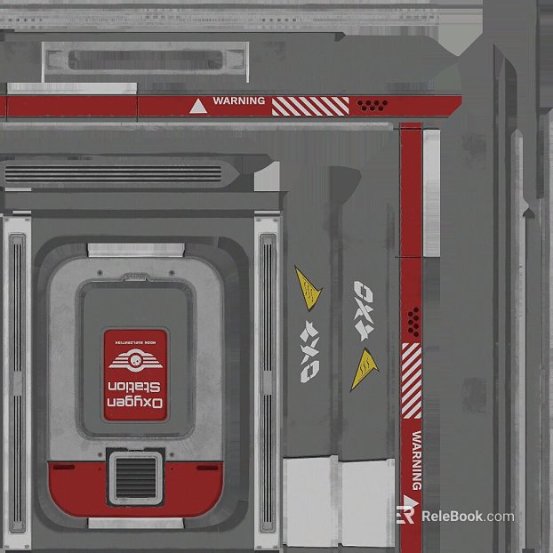 Industrial wind silver red metal hatch sci-fi scene texture