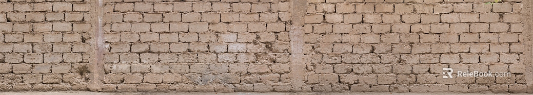 Brick wall brick with yellow mud texture