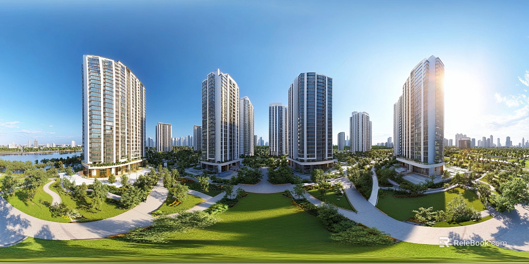 Clean Greenbelt City Panorama HDR texture