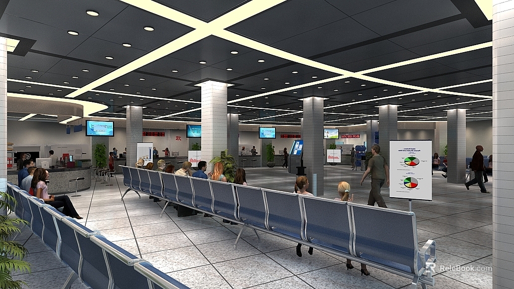 Modern Grey Tone Airport Lounge Map texture