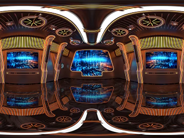 Modern Science Fiction Orange Blue Cold and Warm Light Contrast Exhibition Hall texture (ID:ffaeh199782)