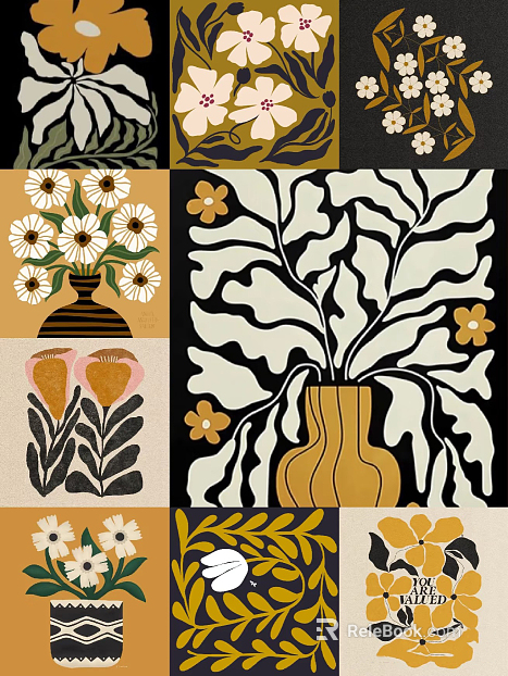 Middle Cream Abstract Decorative Painting Combination texture