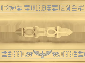 Ancient Egyptian Style Golden Wood Carving Decorative Panel 3d model