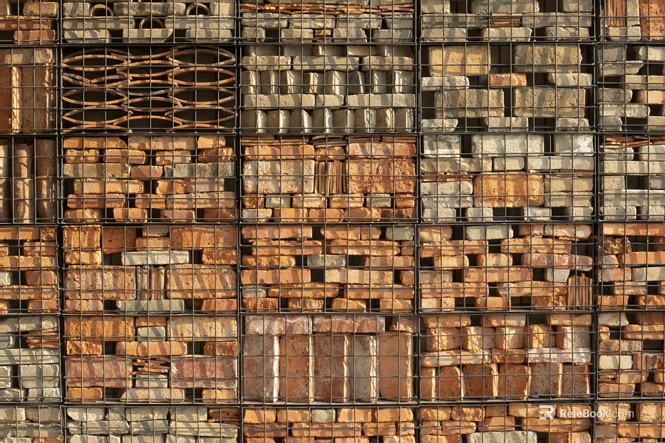 Brick wall yellow fence texture