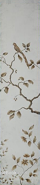 Light beige floral and bird pattern wallpaper texture