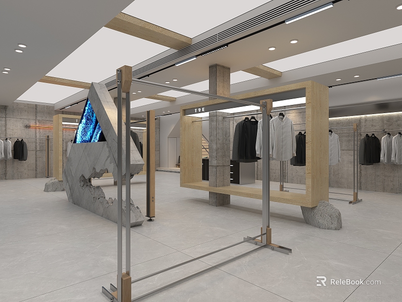 Very simple wind light gray tile clothing store ground texture