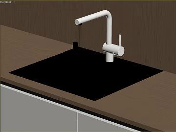 Dark Brown Wood Grain Kitchen Countertop 3d model
