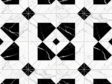 Modern Middle Ancient Style Black and White Stone Parquet Geometric Pattern Water Knife Stone Parquet Floor Tile Light Luxury Black and White Parquet Marble texture (ID:ffaeh770927)