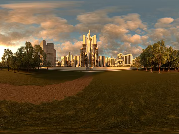 Sci-Fi Future Park Dusk HDR texture (ID:ffach584478)