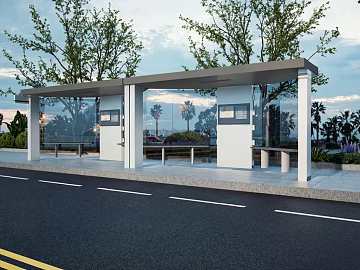 Modern minimalist bus platform exterior scene texture (ID:ffaeh926451)