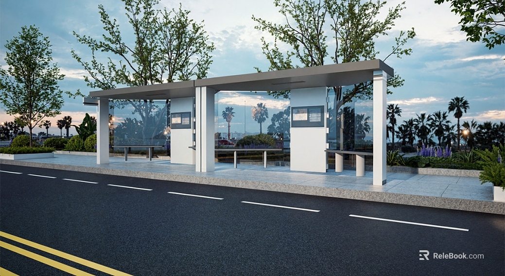 Modern minimalist bus platform exterior scene texture