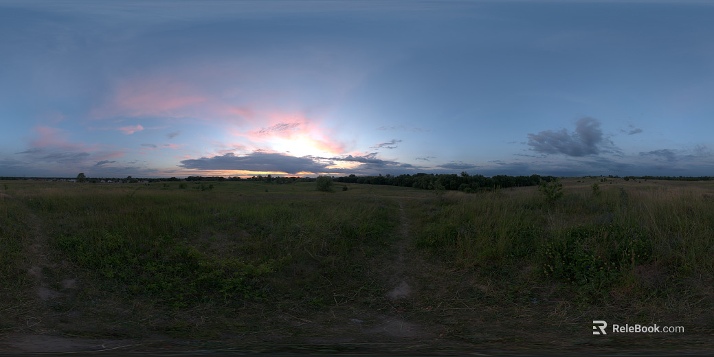 Outdoor Blue Sky Grassland Lawn Sunset HDR texture