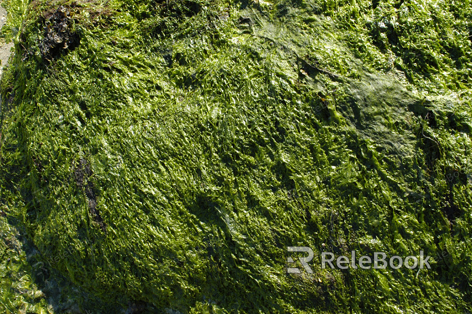 A moss-covered stone pathway winds through a lush, green forest, dotted with ferns and tall trees, creating a serene and enchanting atmosphere.