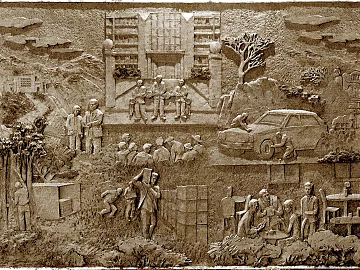 Relief red revolutionary landscape wall texture (ID:ffajg54160)