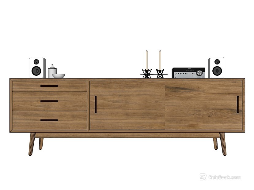Light Walnut Simple Style TV Cabinet texture