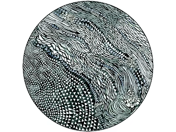 Ethnic blue abstract pattern round carpet texture (ID:ffach214724)