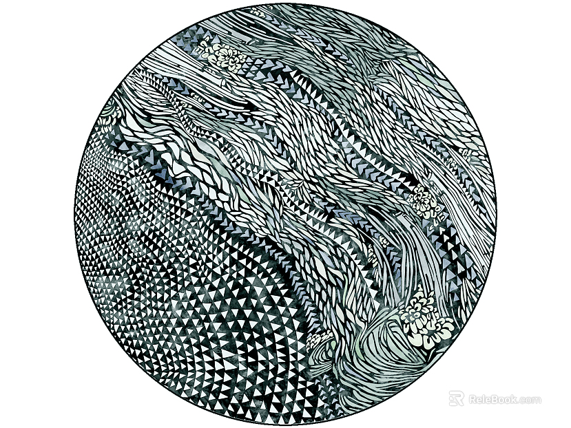 Ethnic blue abstract pattern round carpet texture