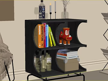 Black Solid Wood Creative Bookshelf Living Room Furniture texture (ID:ffaeh930951)