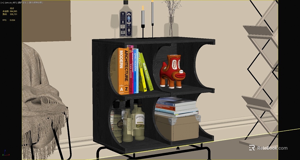 Black Solid Wood Creative Bookshelf Living Room Furniture texture