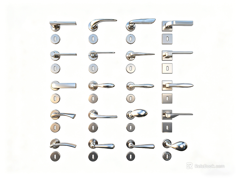 Bright Silver Modern Metal Door Handle texture