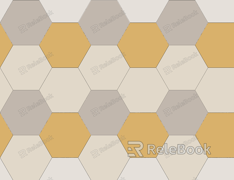 A hexagonal brick texture, showcasing a honeycomb pattern with a rustic, weathered appearance, featuring earthy tones and irregular edges, ideal for a variety of architectural designs.