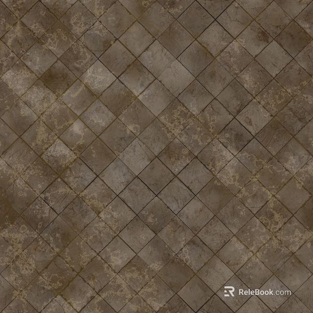 Dark gray old diamond brick living room ground texture