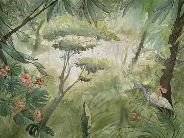 Hand painted forest flora and fauna wallpaper texture (ID:ffach416413)