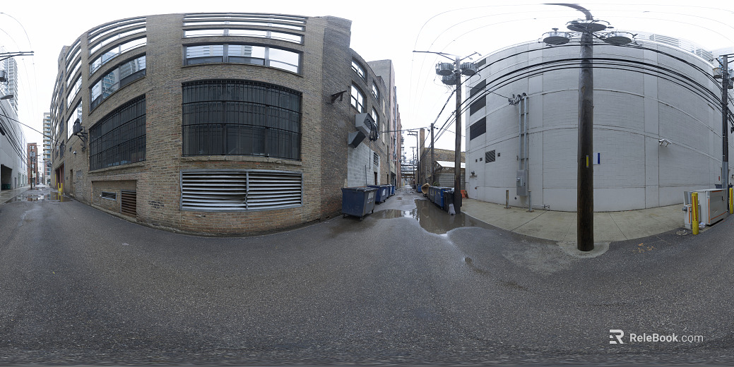 Clouady Japanese-style back alley HDR texture