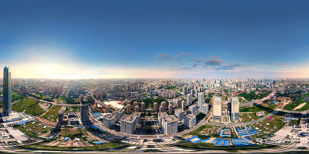 HDR city building bird's eye view panorama texture
