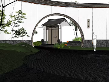 New Chinese Courtyard Entrance Scene texture (ID:ffaeh097636)