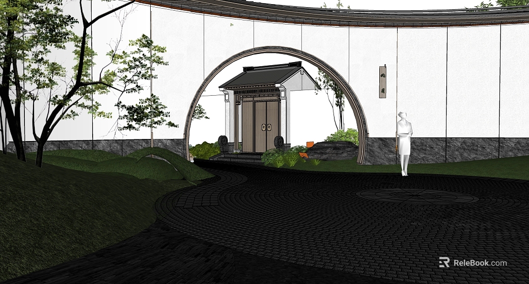 New Chinese Courtyard Entrance Scene texture