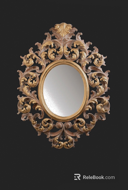 Vintage Gold Wood Carved Mirror Living Room Decoration texture